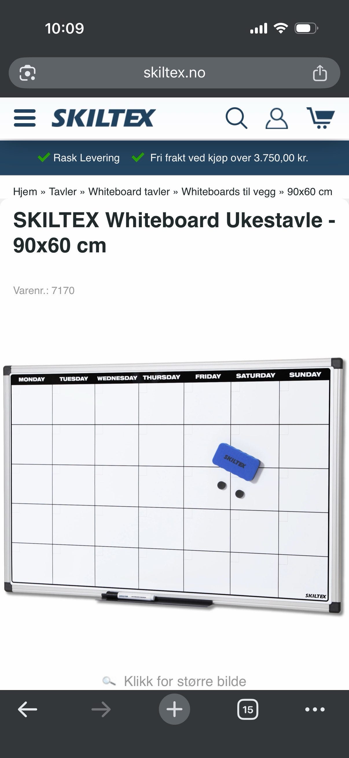 Skiltex Ukestavle Whiteboard 90x60 Cm FINN torget