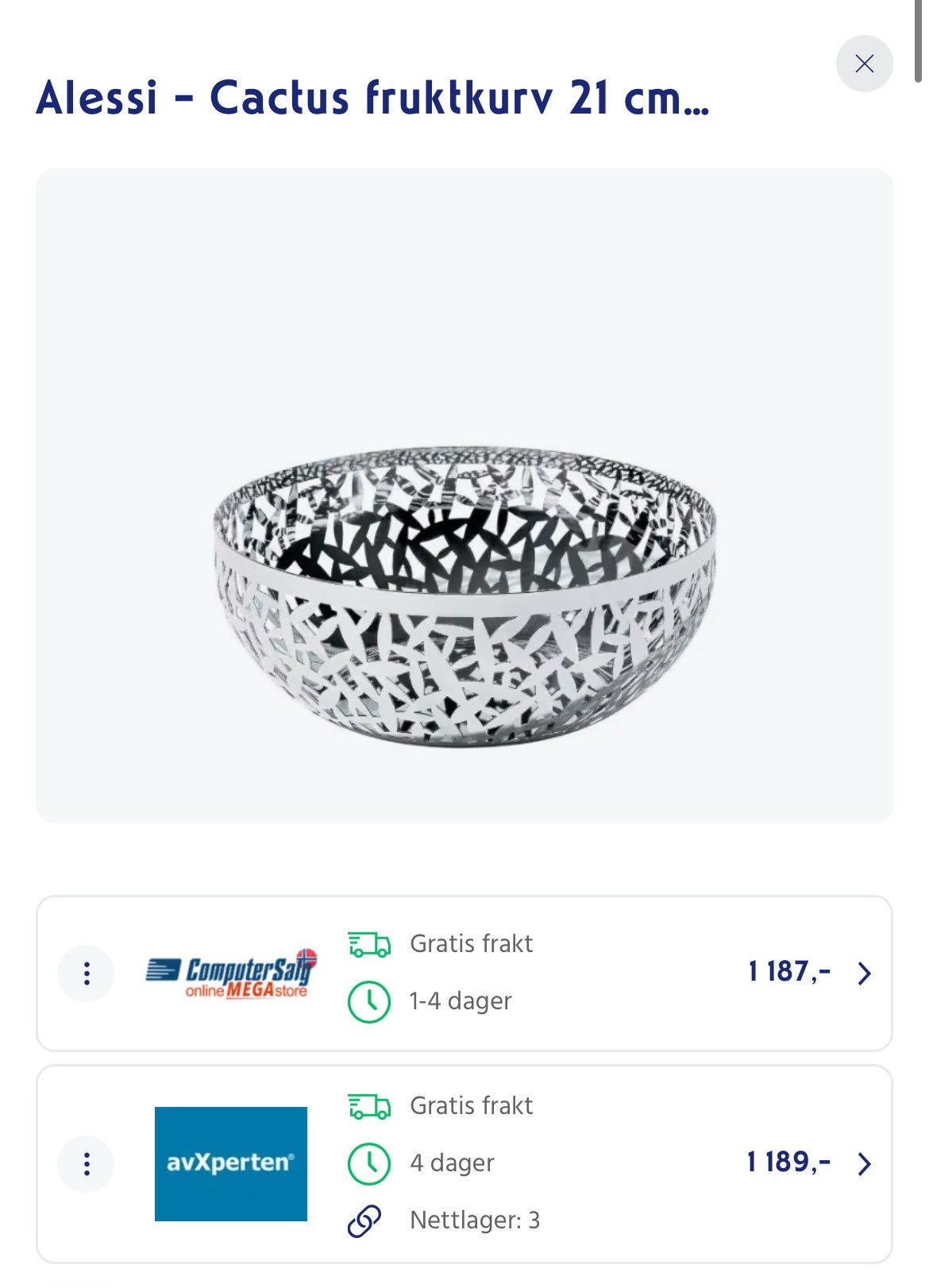 Alessi Cactus Fruktskål Rustfritt stål 21 cm | FINN-torget