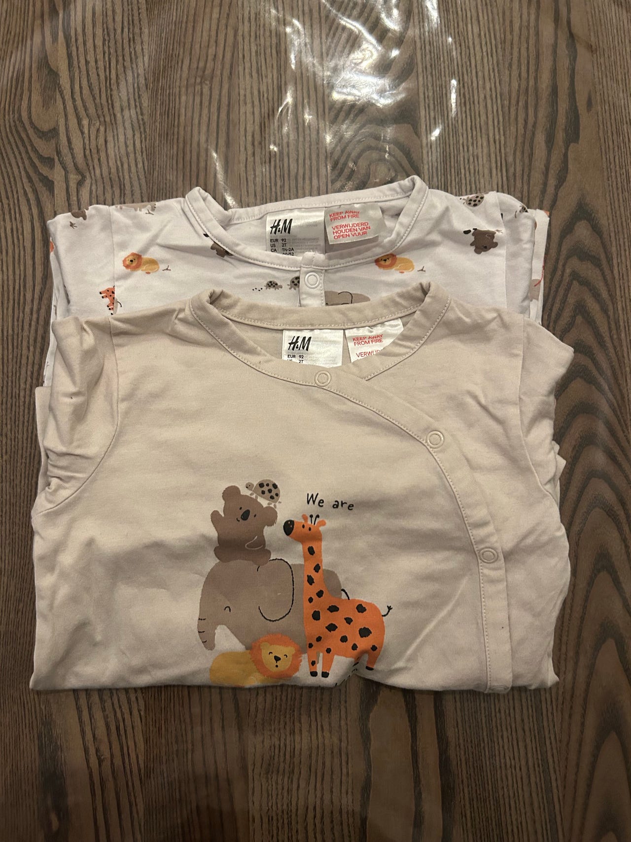 2. stk H&M barn pyjamas flerfarget bomull størrelse 92 unisex | FINN-torget