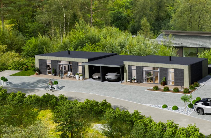 Vågshagen – Ølensvåg – Moderne enebolig i rekke på et plan med carport og 90% Husbankfinansiering.