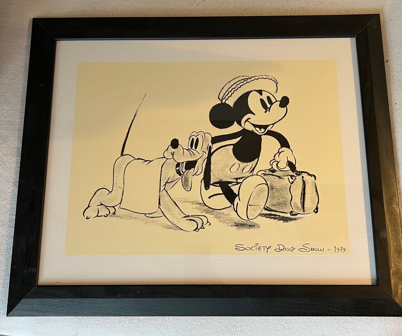 Society Dog Show 1939 Tegning av Mickey Mouse og Pluto | FINN-torget