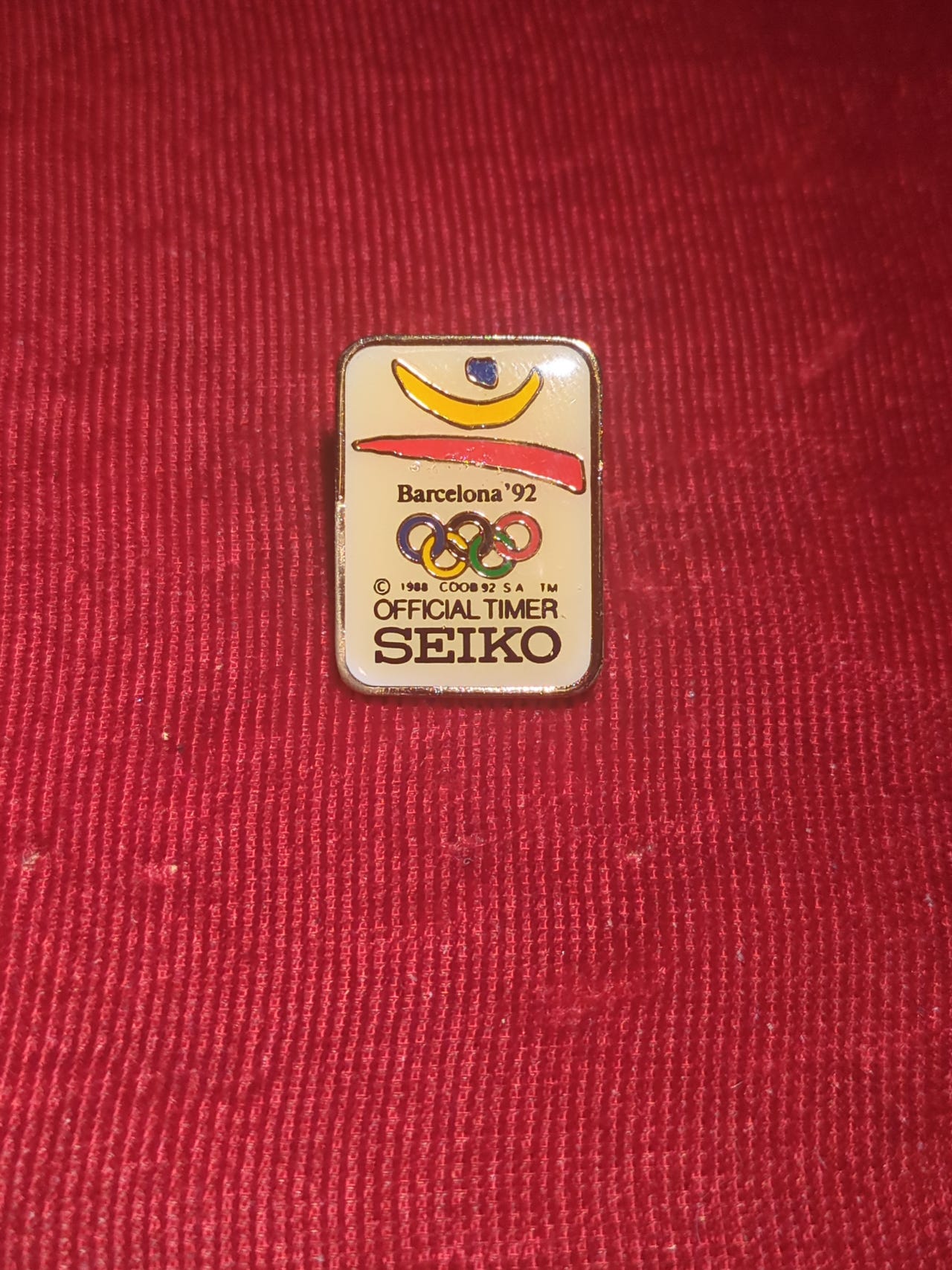 Pin's SEIKO Vintage JO Barcelone 1992, émail, France, Très Bon état