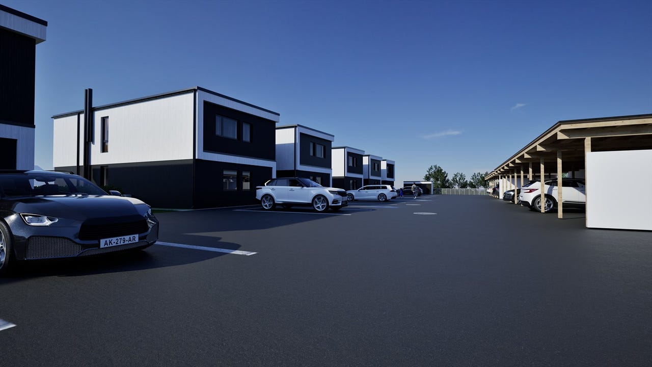Carport med elbillader medfølger