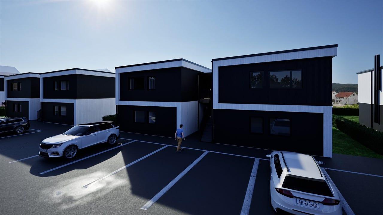 Biloppstillingsplass og carport med elbillader