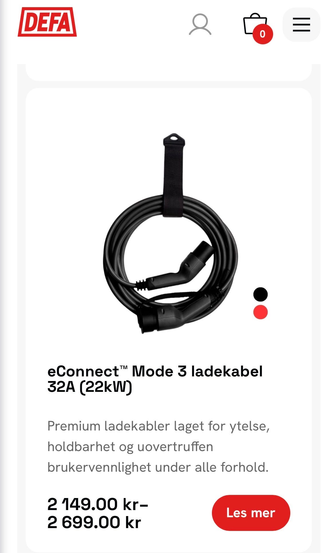 Nye 22kw ladekabler Defa Mode 3 32A 3 fase. Elbil ladekabel | FINN-torget