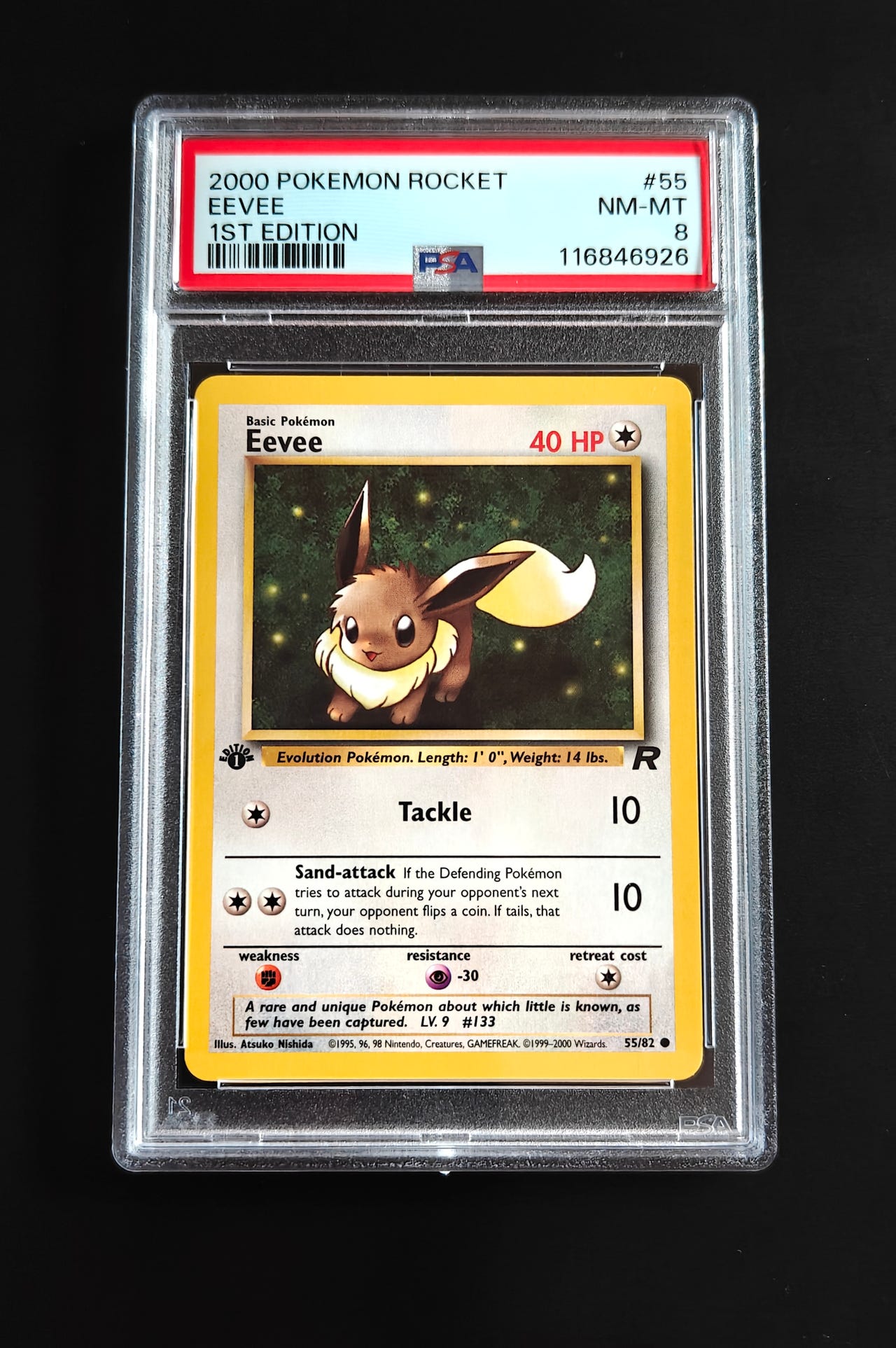 dragon ball super card game sets in order 2000 Pokemon Team Rocket Eevee 1st Edition #55 CGA Graded 8 NM/MT Poke –  Shields Stamps & Coins main image 1