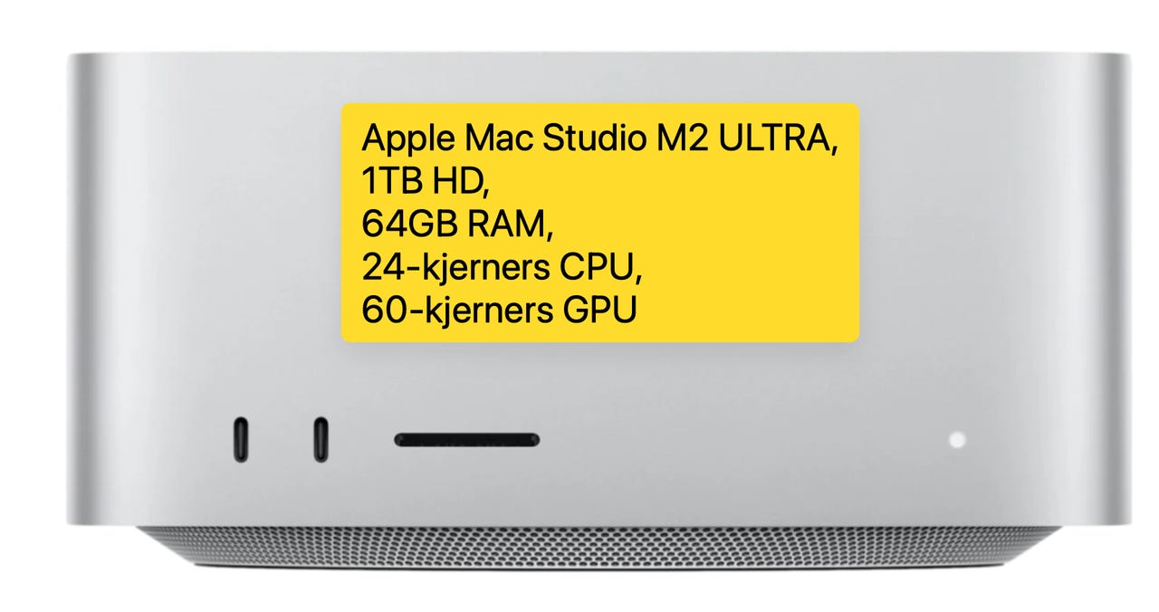 Apple Mac Studio M2 ULTRA, 1TB HD, 64GB RAM, 24-kjerners CPU, 60