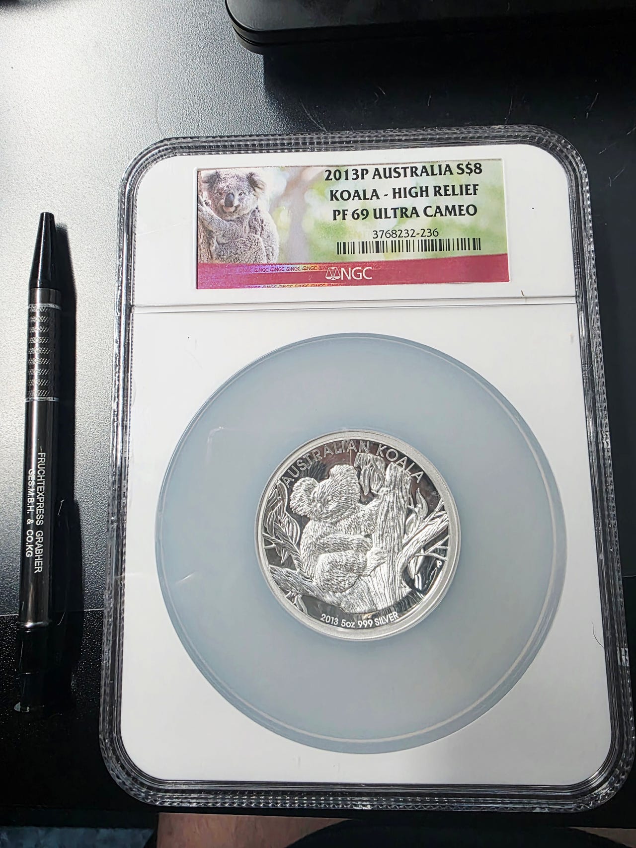 2013 Australia 5$ Koala High Relief sølvmynt NGC PF 69 Ultra Cameo