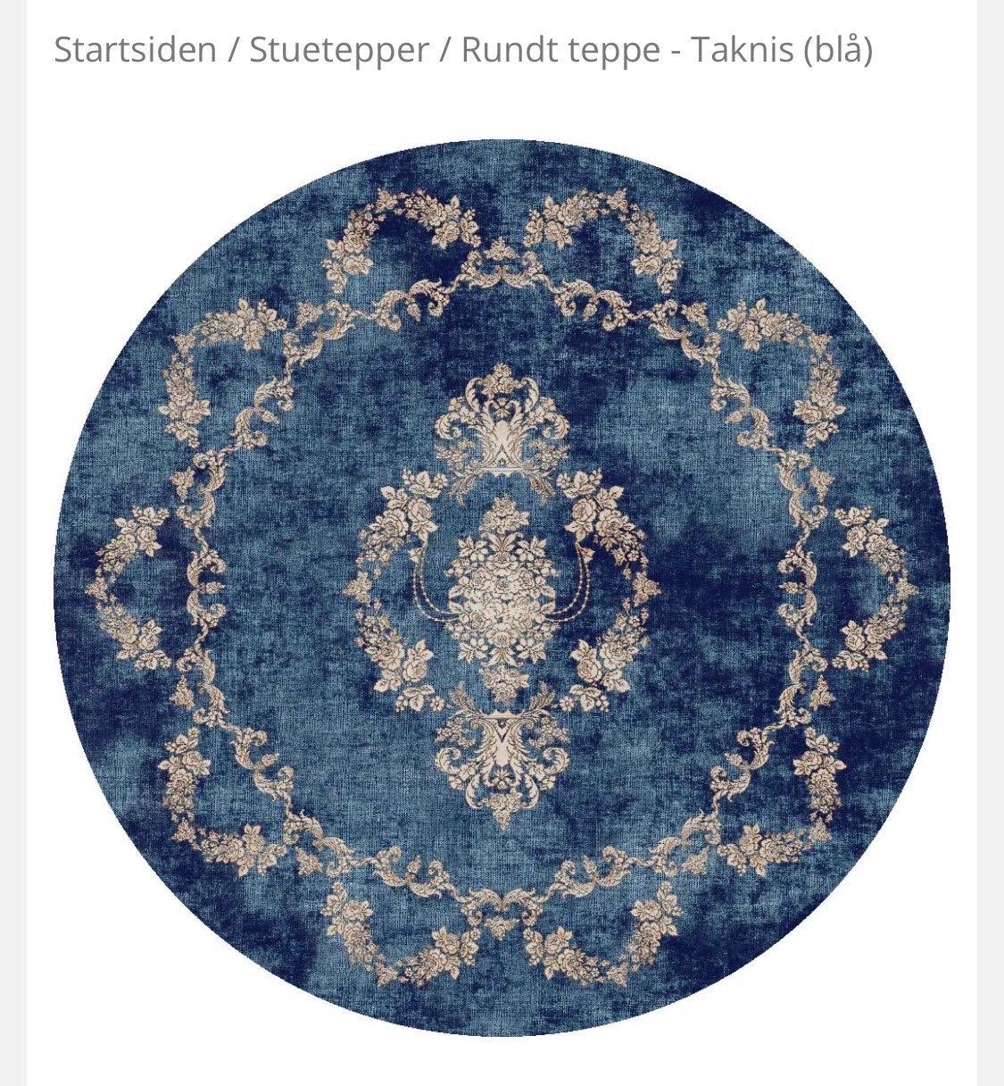 Trendcarpet rundt teppe blå mønster