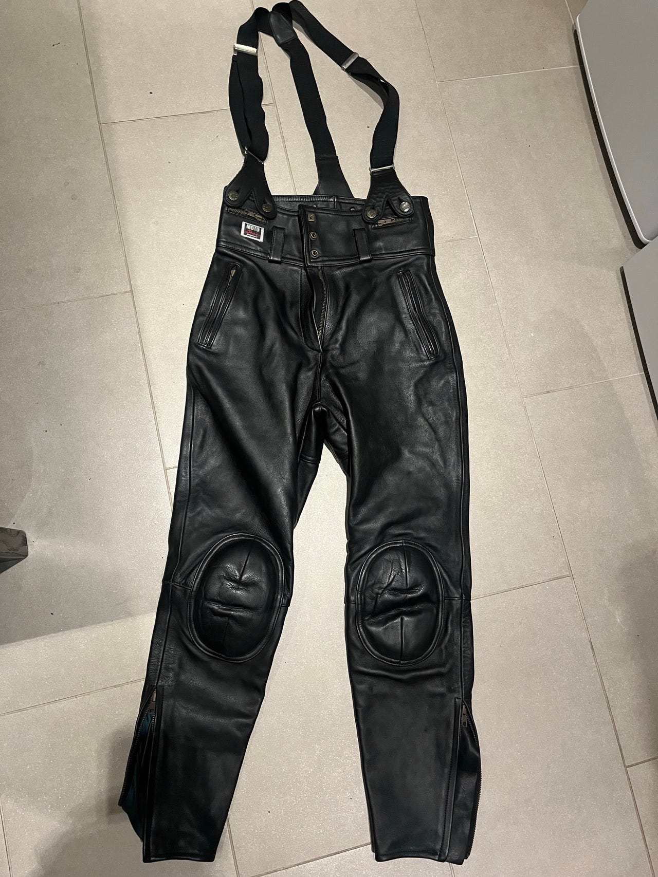 Vintage Moto Cuir skinnbukse str 40, 90-talls MC