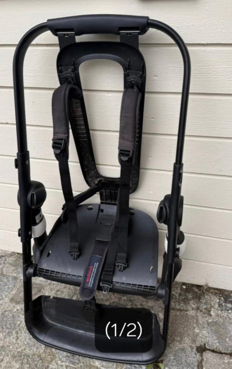 Bugaboo fox ramme med seler og fotbrett.