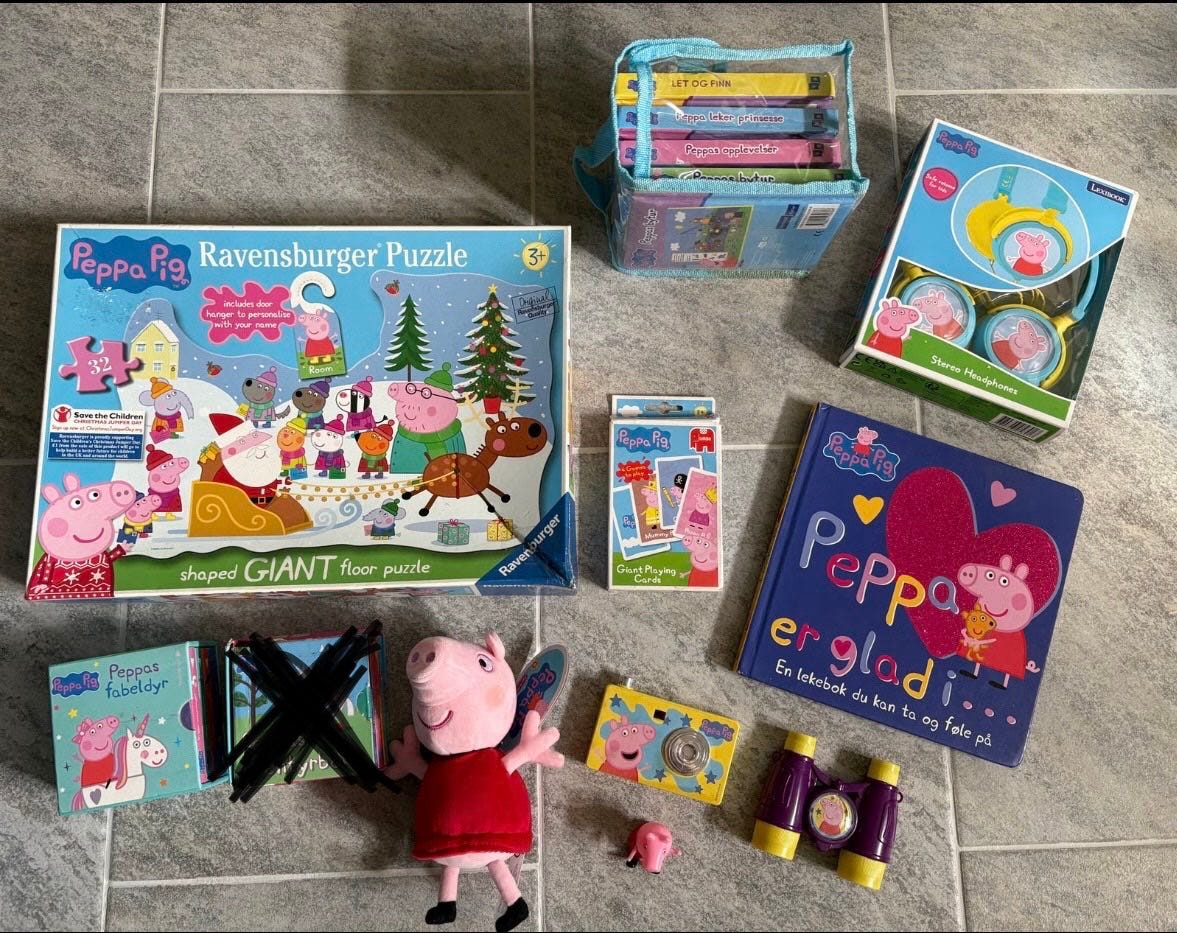 Peppa Gris pakke med bøker, puslespill og leker