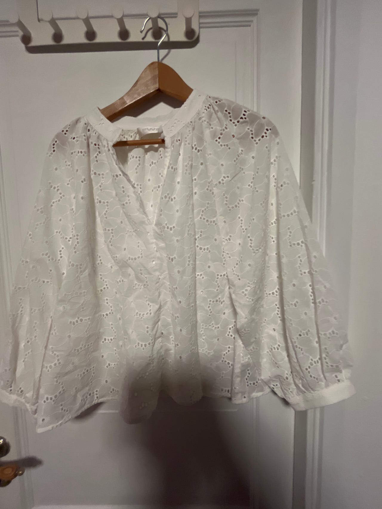 FWSS Lily Broderie bluse L hvit bomull