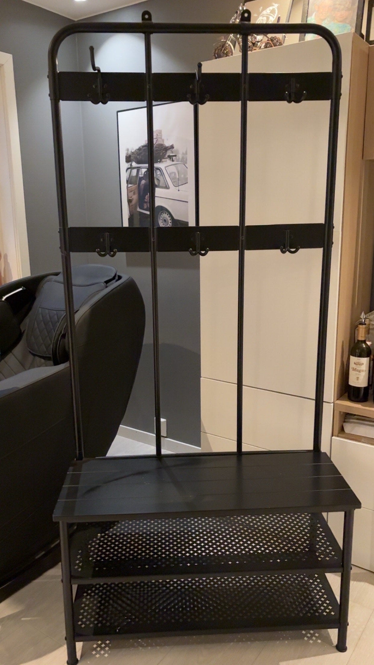 Garderobehylle og knaggrekke fra IKEA