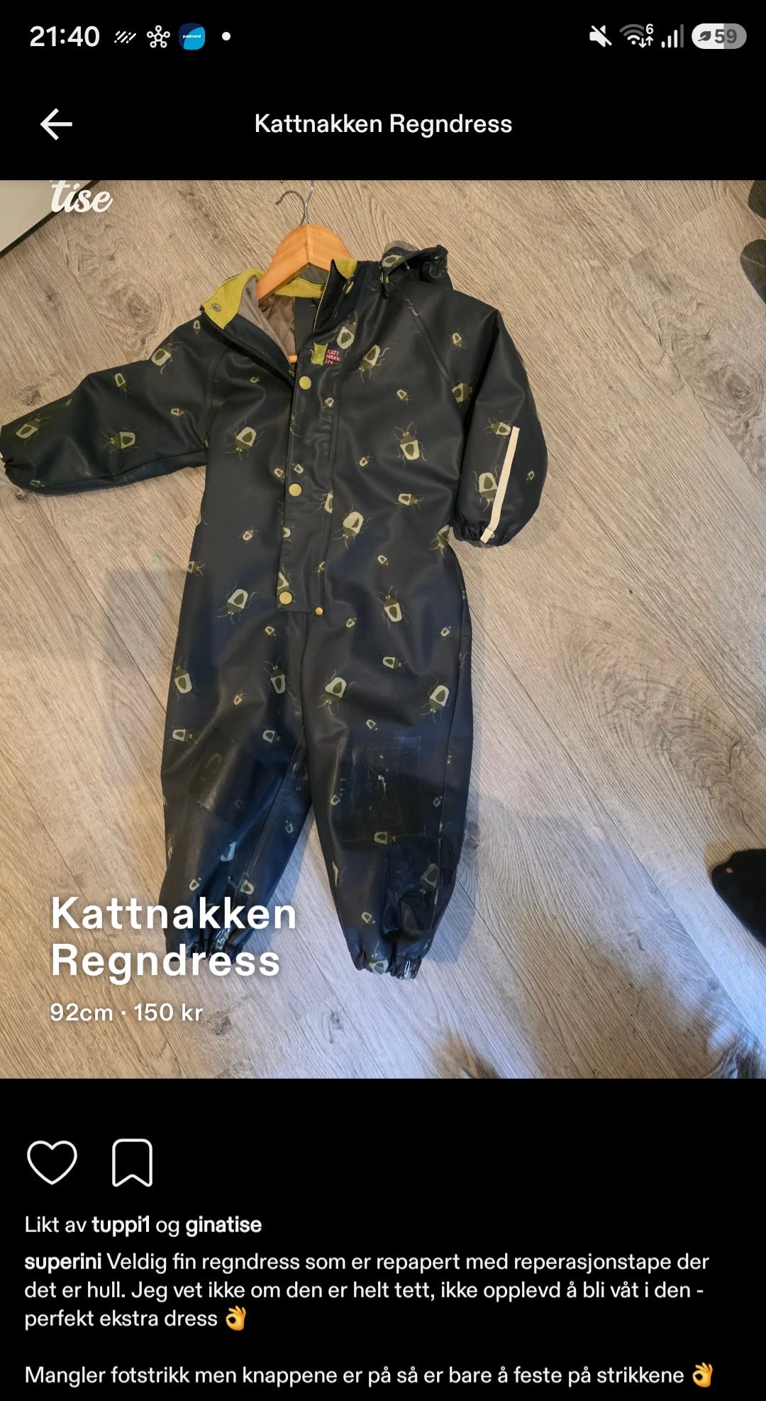 Kattnakken 92 regndress