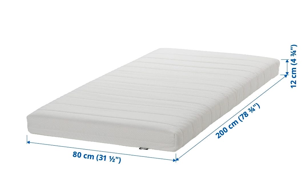 IKEA Åfjäll skummadrass 80x200 hvit