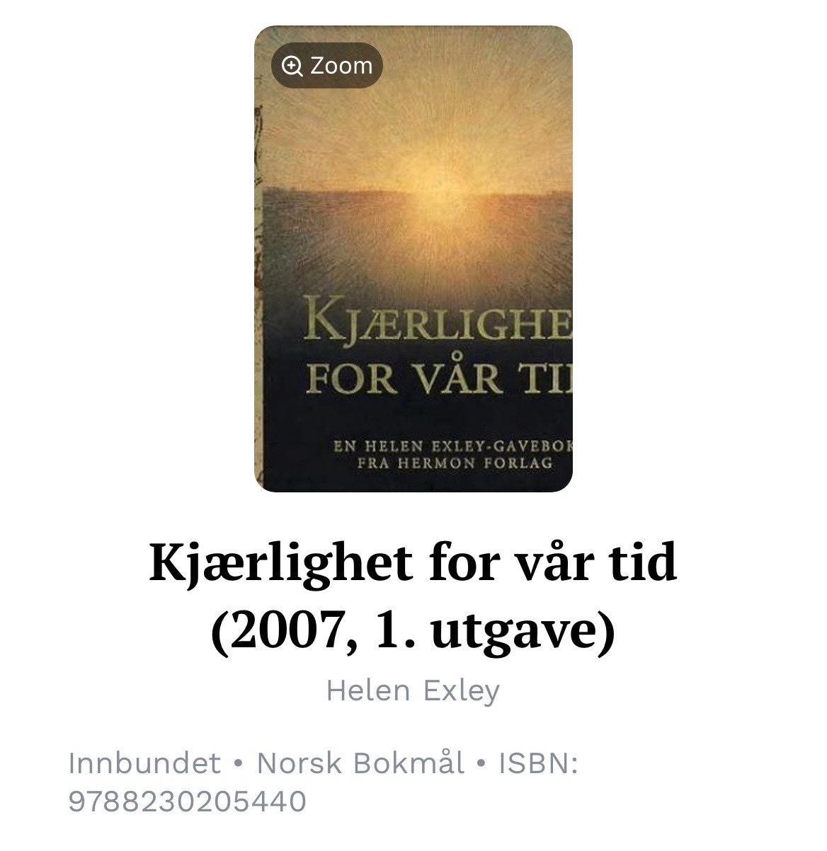 Helen Exley «Kjærlighet for vår tid» innbundet bok (norsk bokmål)