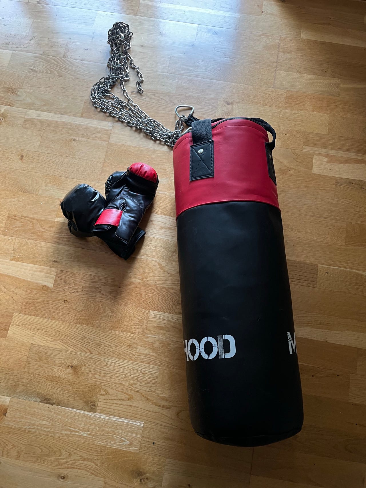 Boksebag med hansker str 6