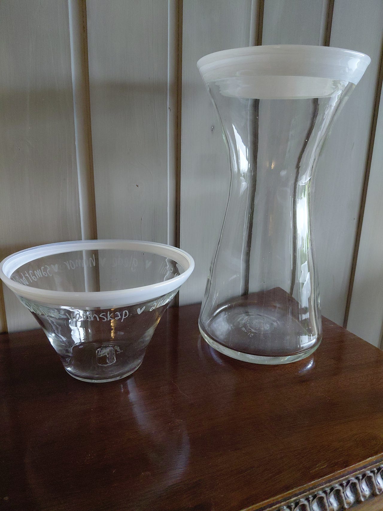 Vase og skål/bolle fra Ingrids Glassverksted