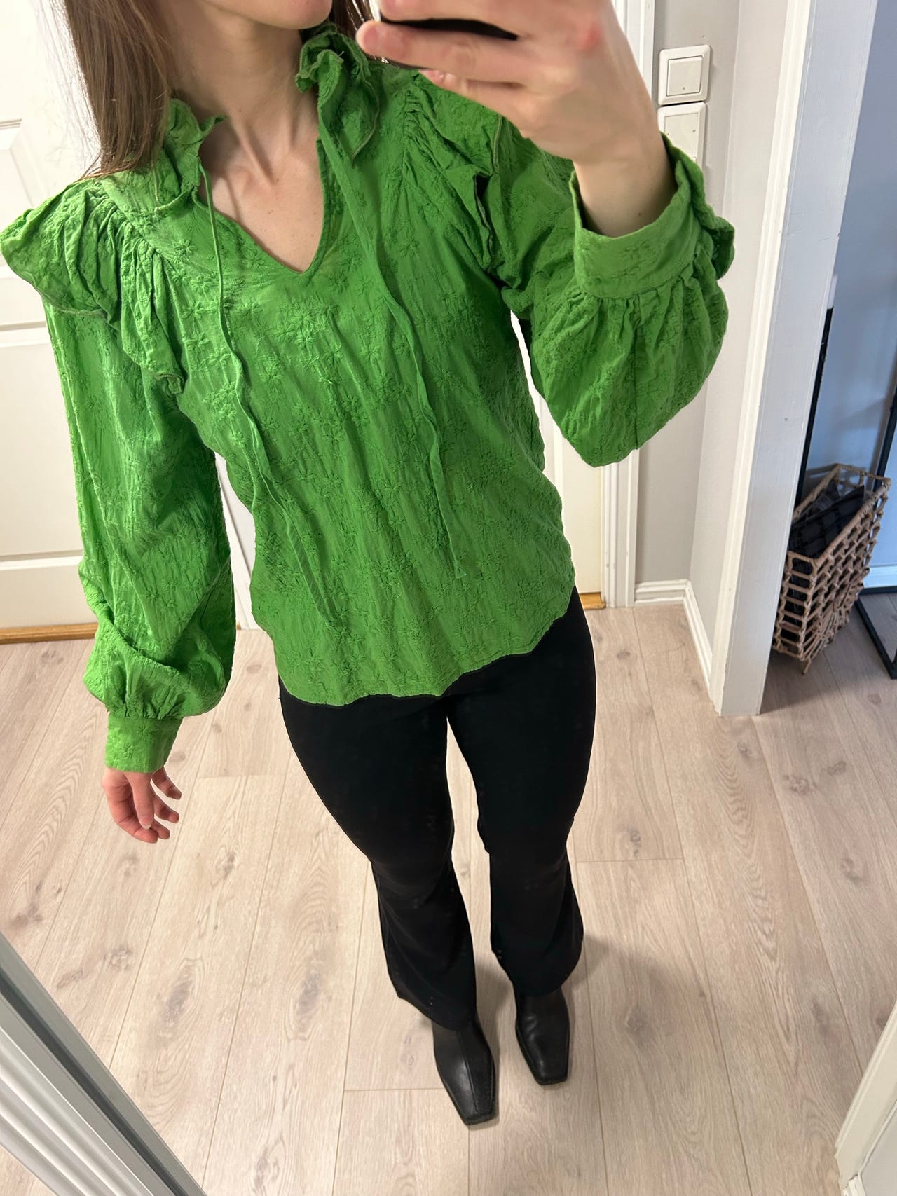 A-View grønn bluse XS bomull (stor i størrelsen)