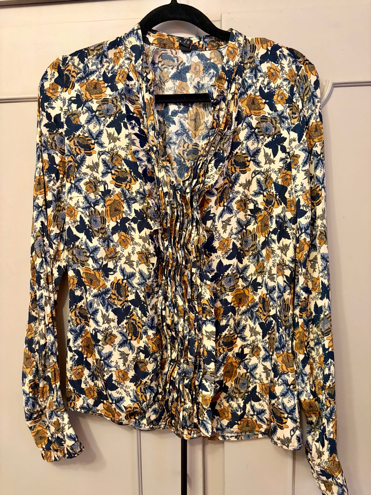 PULZ Jeans April Blouse XS – nydelig blomstrete høstbluse 🍂