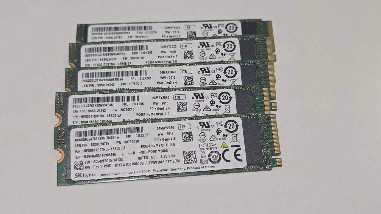 5 stk SK Hynix 1TB M.2 NVMe SSD (PCIe Gen3 x4) – Rask lagring til