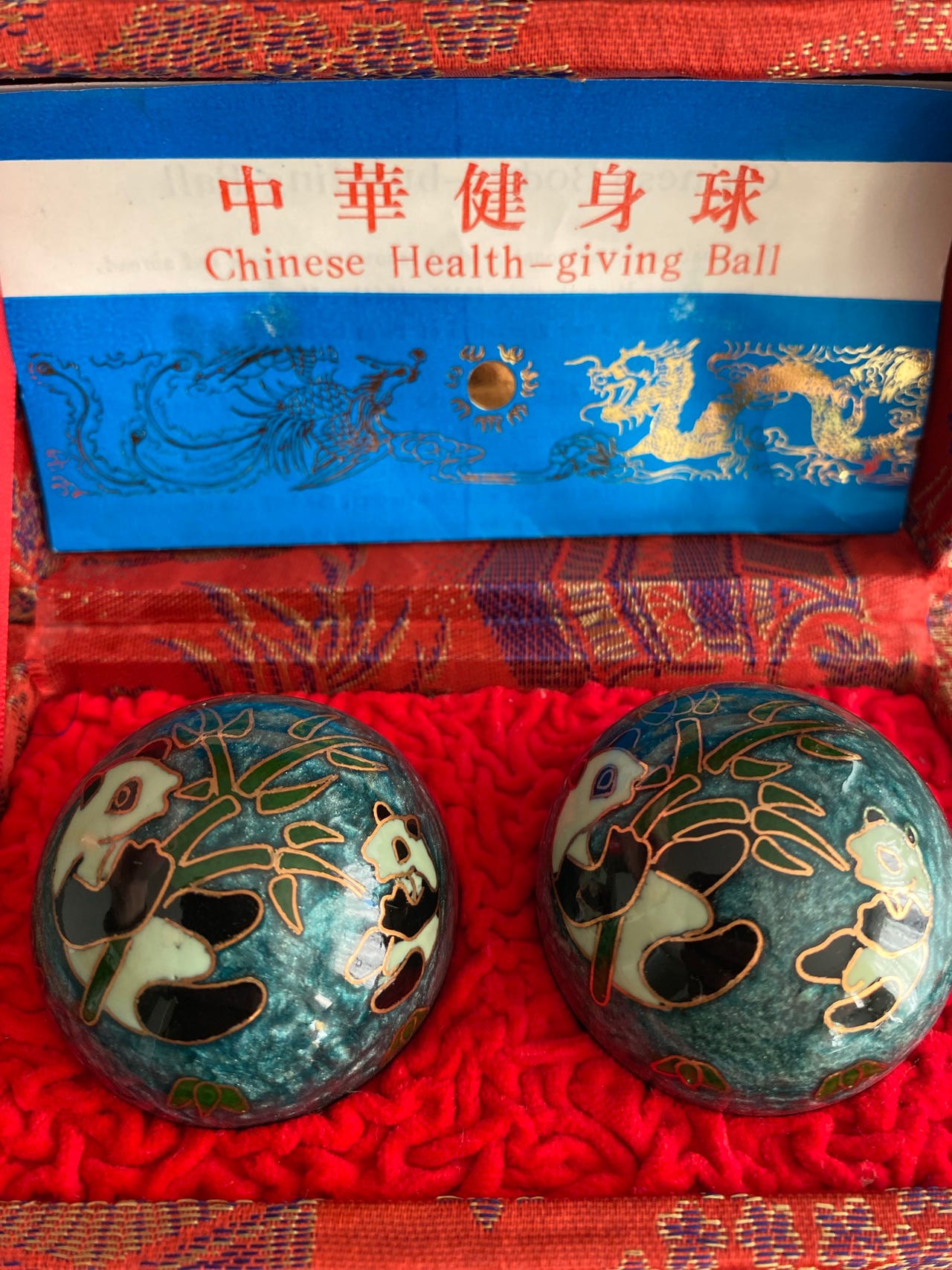 Vintage Chinese Cloisonné Baoding Balls, Panda Design | FINN-torget