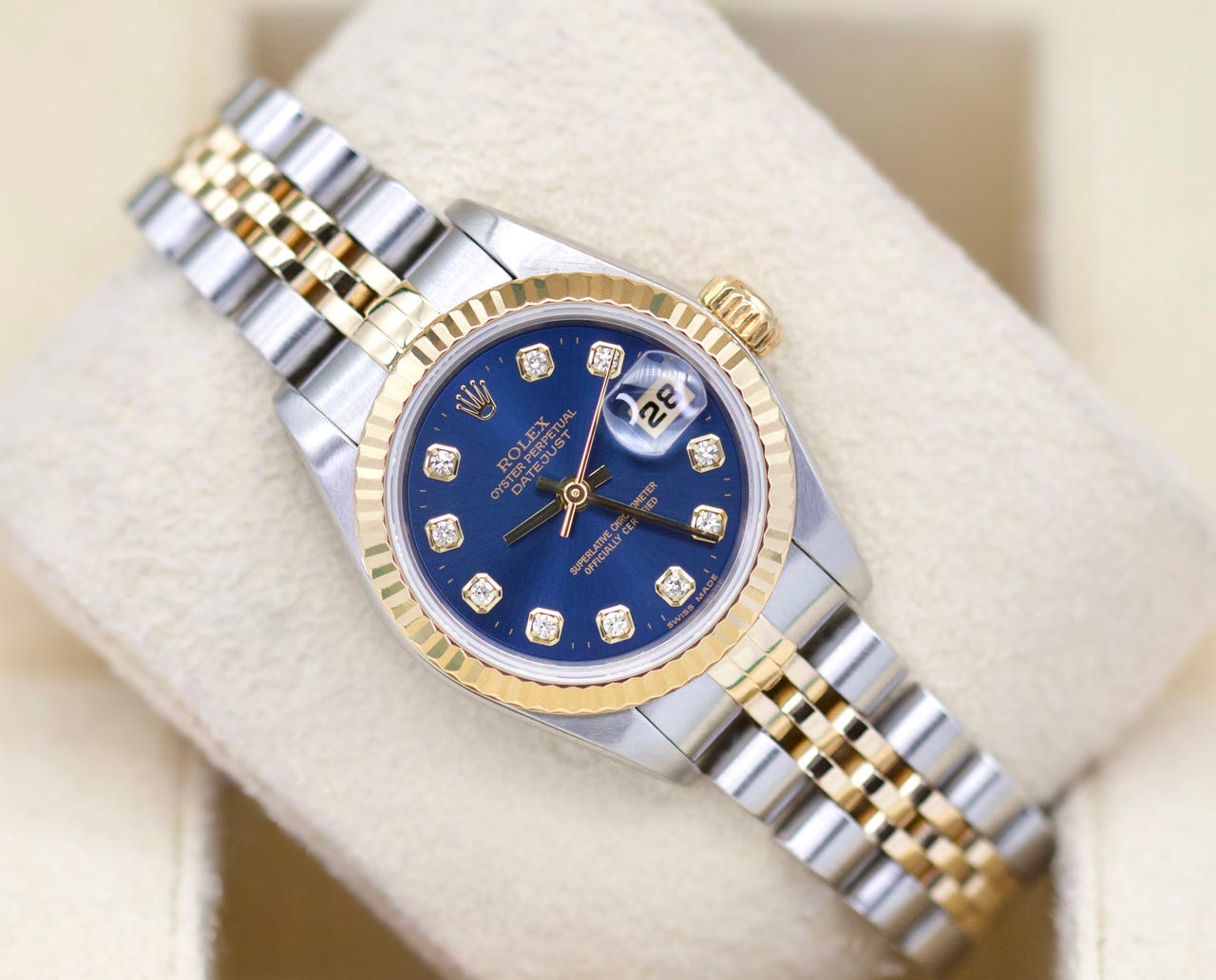 Rolex DateJust 26 Two Tone - blå skive med Diamanter - Boks & Garanti ...
