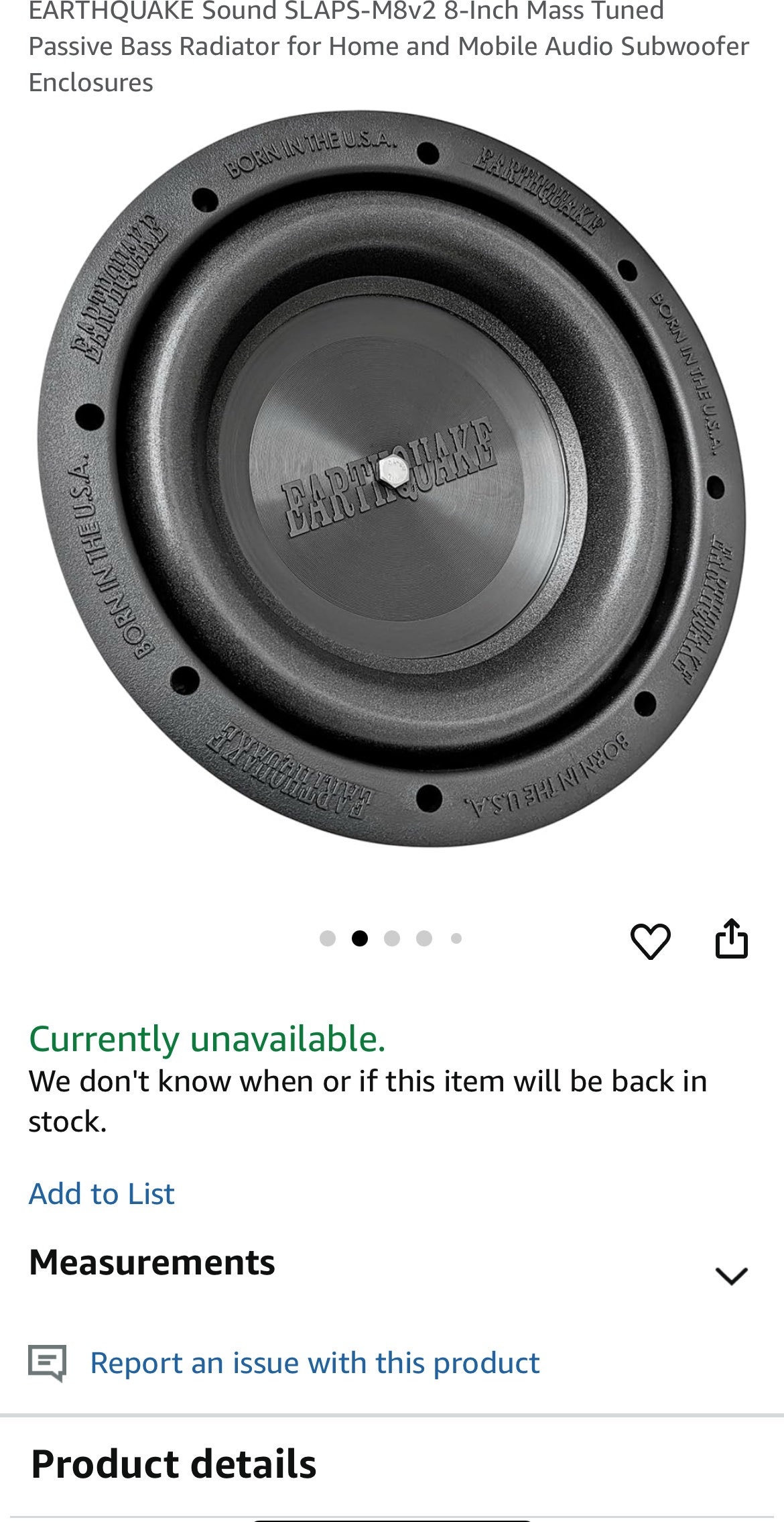 Passive Radiator Subwoofer EARTHQUAKE Sound SLAPS-M8v2 8-Inch Mass