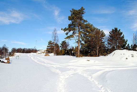 Byggjefeltet i vinterdrakt. Galleribilde