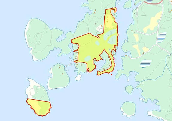Område merket gult er omtrentlige grenser Galleribilde