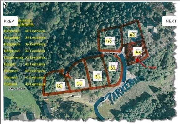 Tomte oversikt, Løyteåsen der tomtene har fått nordøne navn. "Løyte" betyr utsikts plass. Galleribilde