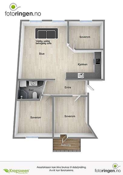 Plantegning med veldig, veldig behagelig sofa Galleribilde