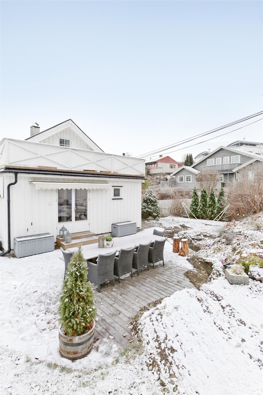 Fra takterrassen er det flott utsyn mot Bjørnegård, Slependen og Hamangsåsen. Galleribilde