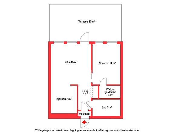 2D planskisse med arealbeskrivelse. Galleribilde