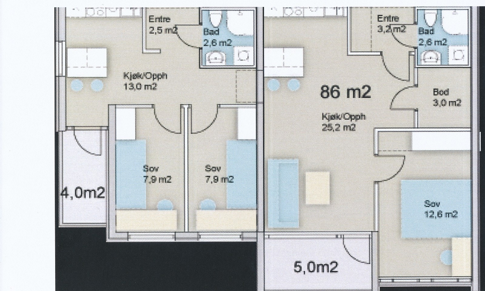 Leiligheten som blir ledig er delen til høyre. Galleribilde