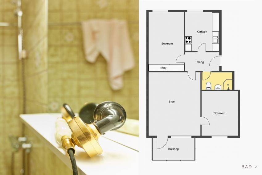 Badet er romslig og ligger i tilknytning entrè Galleribilde