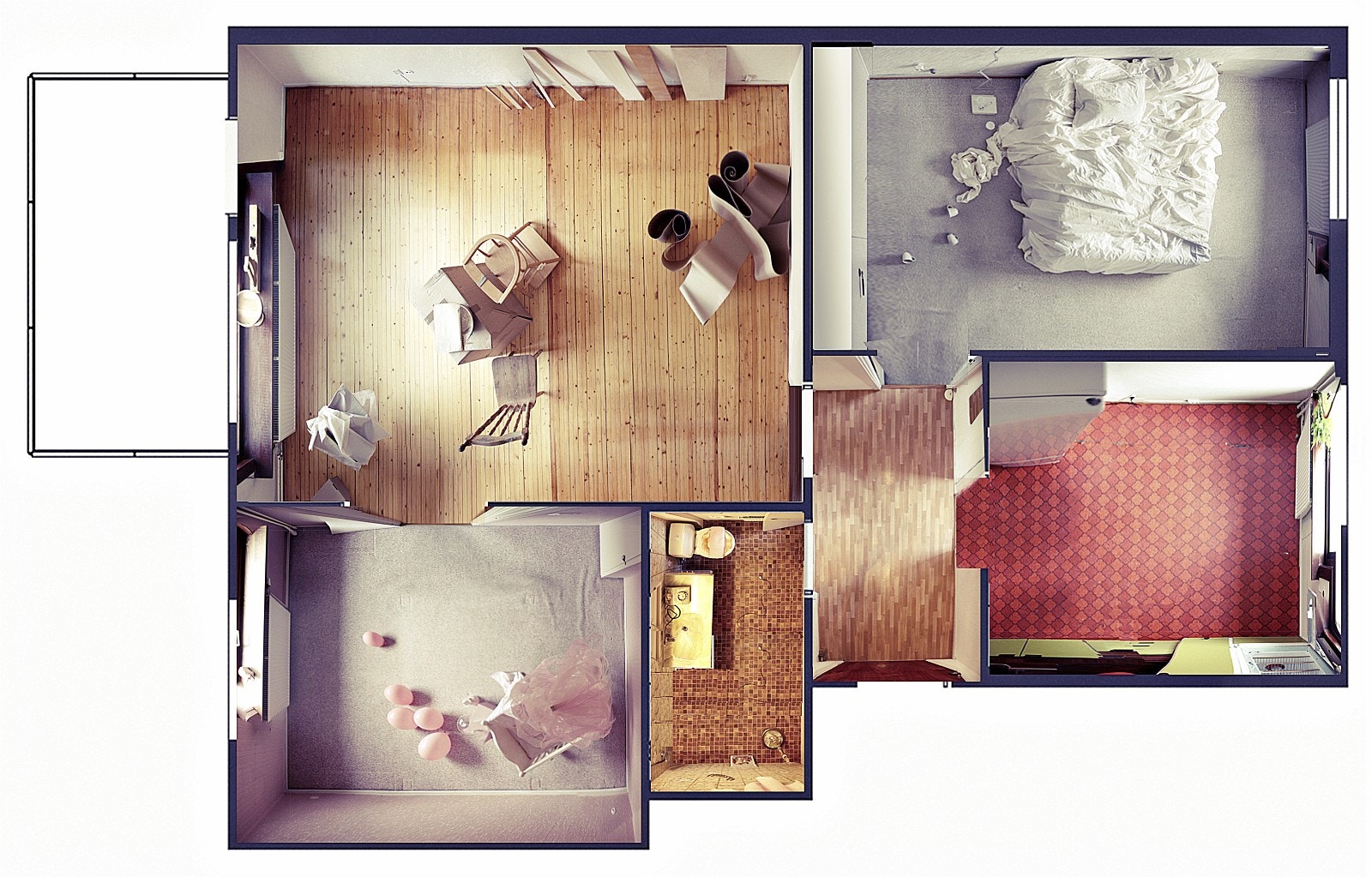 Gjennomgående og romslig 3 roms med 70-talls utrykk og innredning, Galleribilde