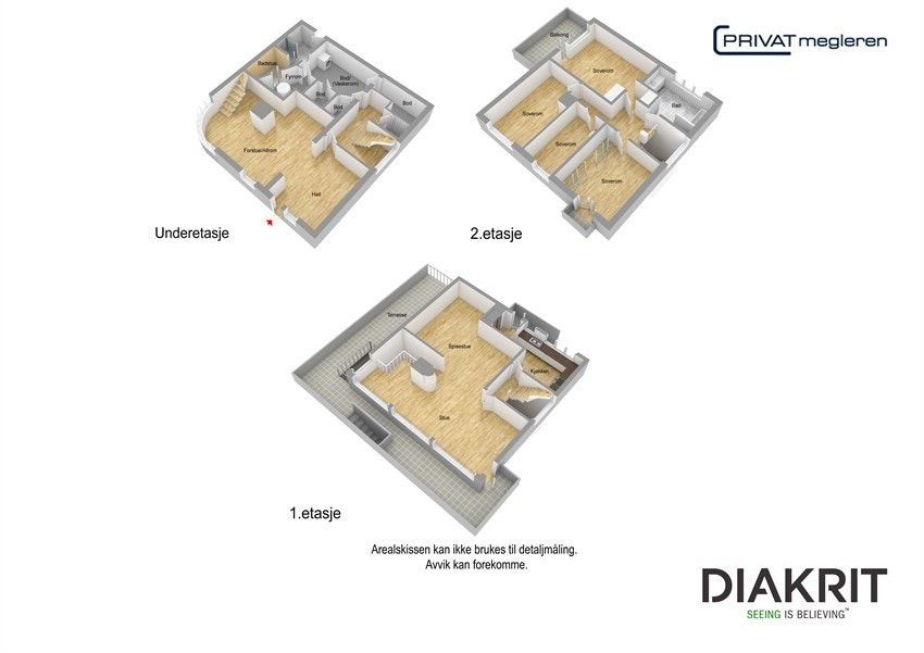 Plantegning alle 3 plan Galleribilde