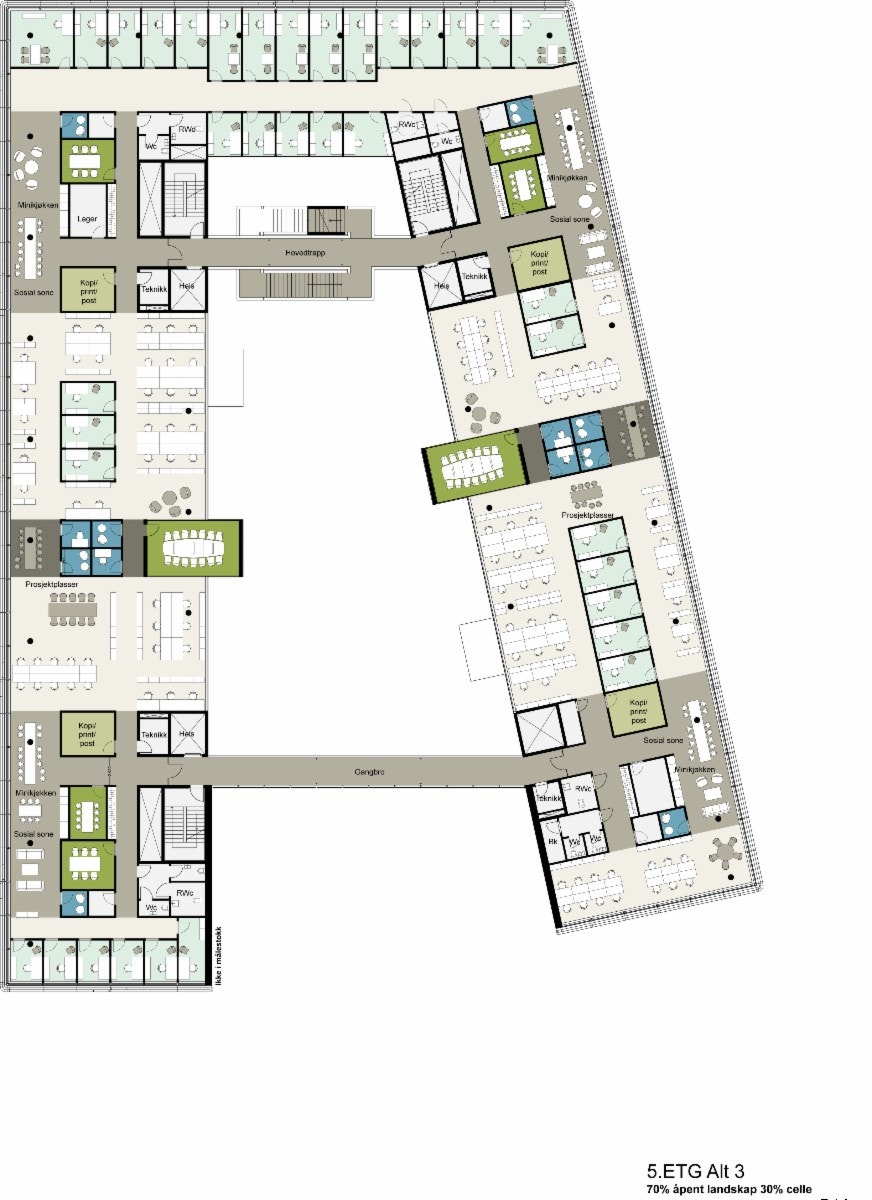 Planløsning 5. etg Alternativ 3 Galleribilde