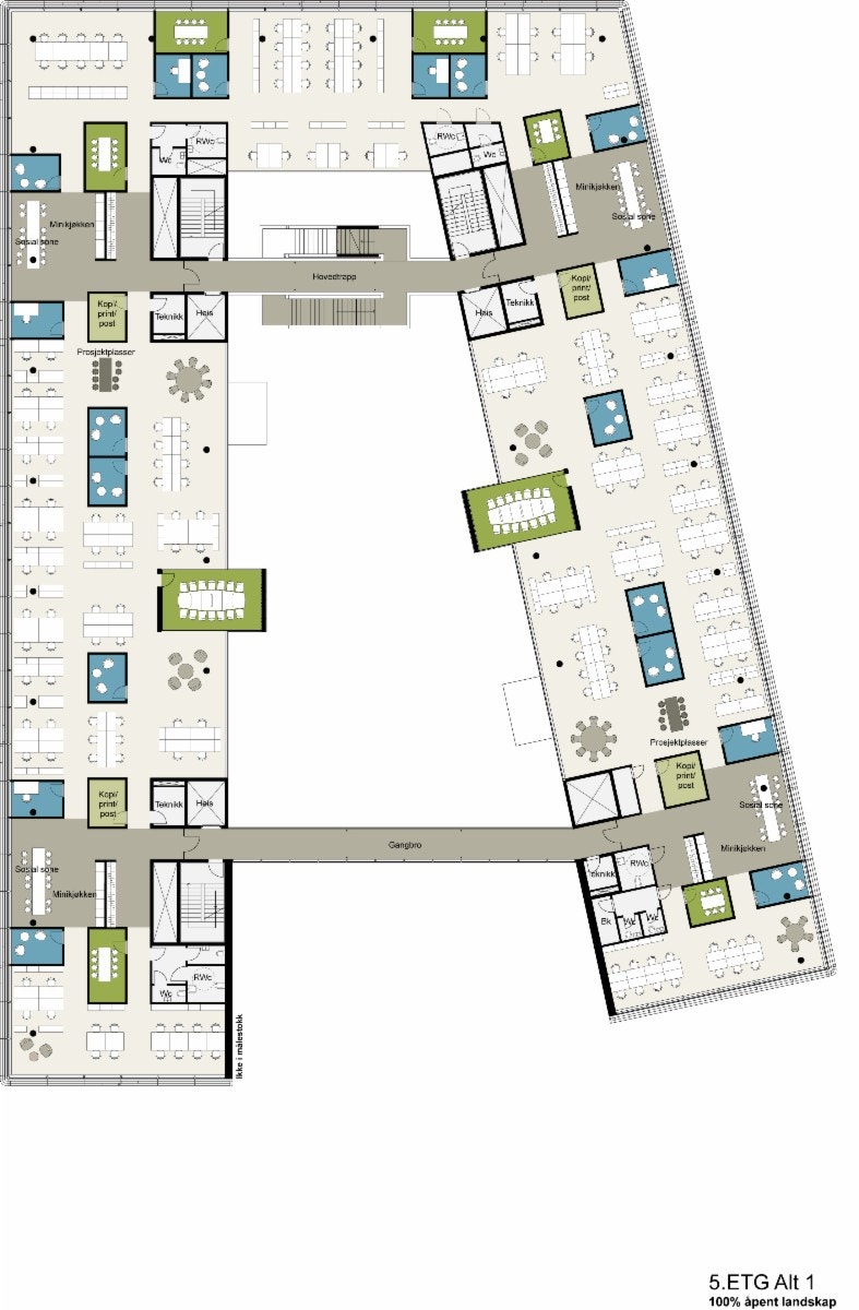 Planløsning 5. etg Alternativ 1 Galleribilde