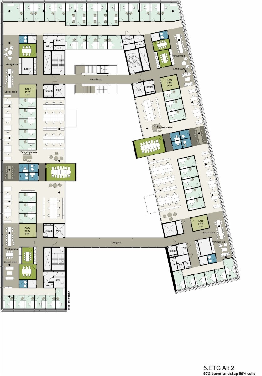 Planløsning 5. etg Alternativ 2 Galleribilde