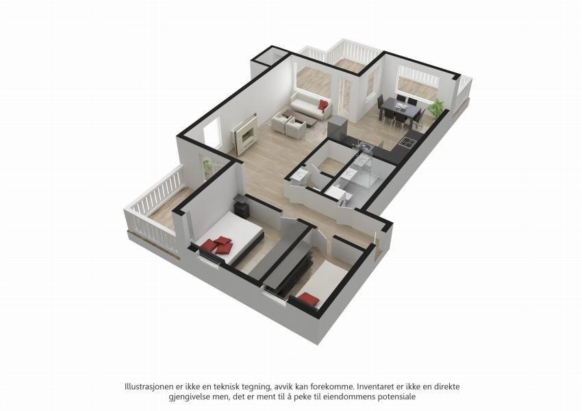 3D plantegning - ikke målbar Galleribilde