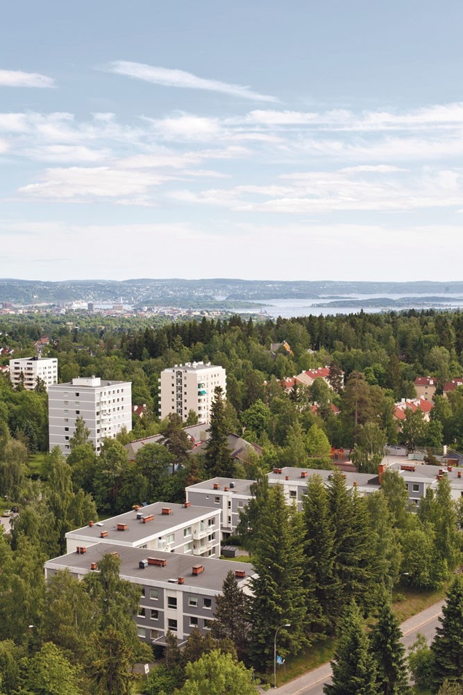 Utsikt fra felles takterrasse. Galleribilde