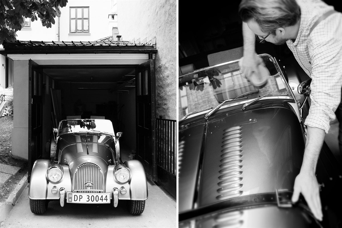 Gled deg til første vårdag med polering. Bilen står tørrskodd året rundt. Bak garasjen er det tilknyttet en romslig bod. Galleribilde