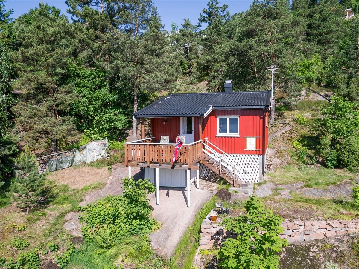 Flyfoto av hytte Galleribilde