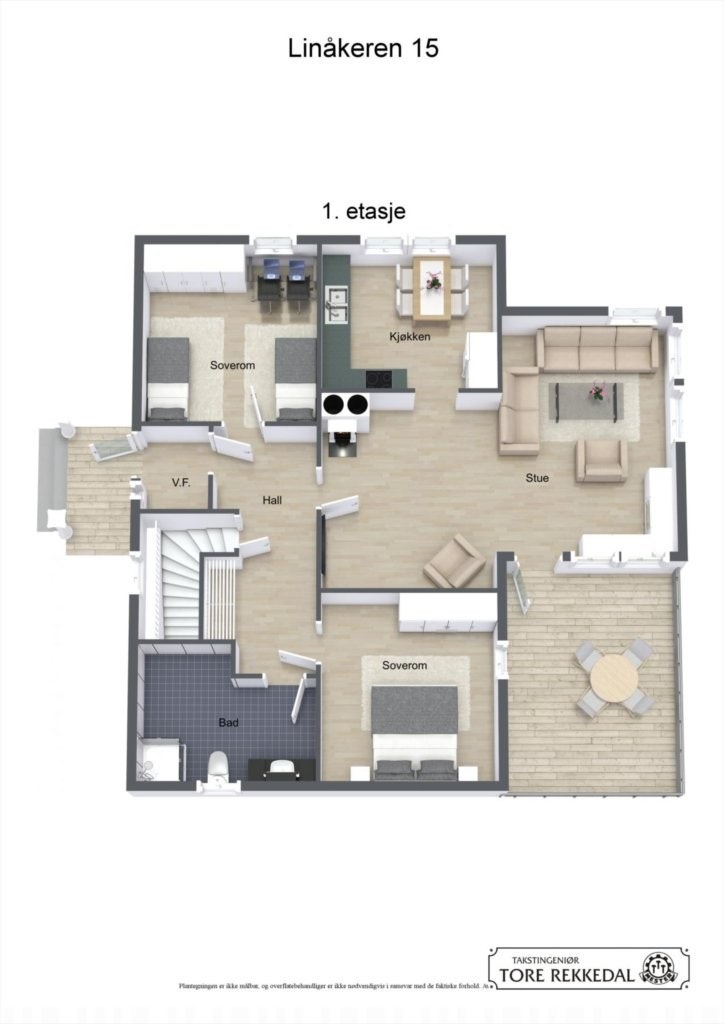 Floorplan letterhead - Linåkeren 15 - 1. etasje - 3D Floor Plan Galleribilde