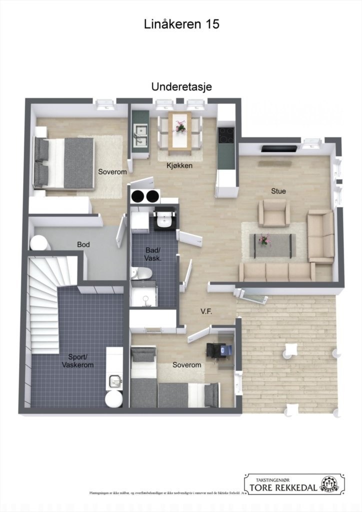 Floorplan letterhead - Linåkeren 15 - Underetasje - 3D Floor Plan Galleribilde