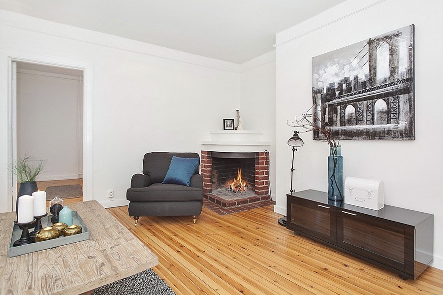 Stue med peis Galleribilde