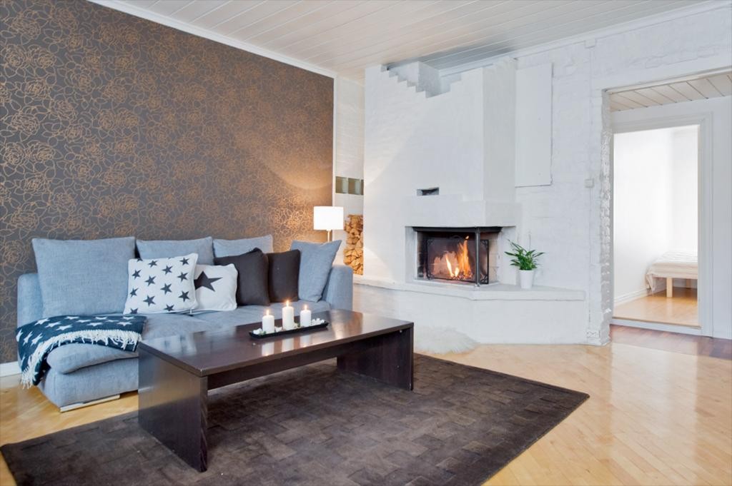 Stue med peis Galleribilde